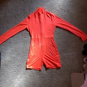 Women’s peach long sleeve mock neck romper size small